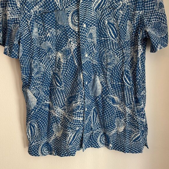 J. crew Blue camp collar seashell Pattern beach button up casual Shirt men large - Picture 4 of 12
